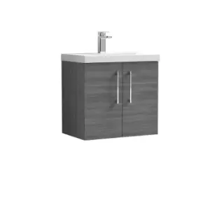 Nuie Arno 600mm Wall Hung 2 Door Vanity & Basin 1 Anthracite