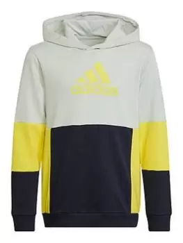 Boys, adidas Essentials Junior Kids Colourblock Overhead Hoodie - Light Green, Light Green, Size 9-10 Years