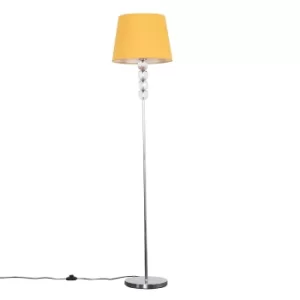 Eleanor Chrome Floor Lamp with Mustard Aspen Shade