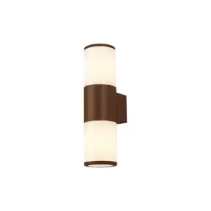 Kirkwood Outdoor Wall Lamp 2 Light E27, IP54, Matt Brown, Opal