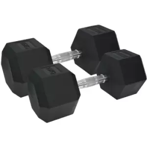 Urban Fitness pro Hex Dumbbell - Rubber Coated (Pair) - 2 x 25kg - Black - Black