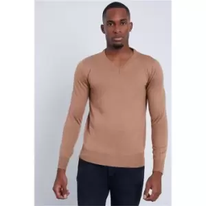 I Saw It First Tan V-Neck Jumper - Brown