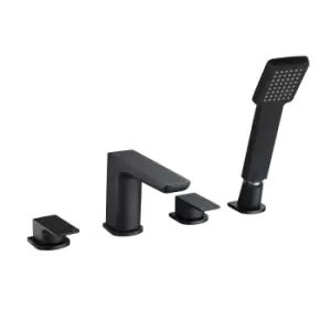 Black Bath Shower Mixer Tap - 4 Tap Hole - Zana