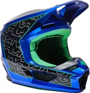 Fox V1 Peril Motocross Helmet, blue, Size L, blue, Size L