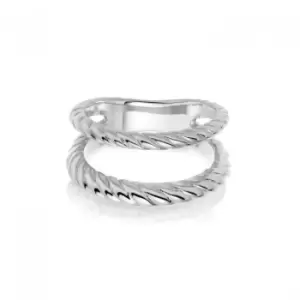 Stacked Double Rope Sterling Silver Ring SRB9007_SLV