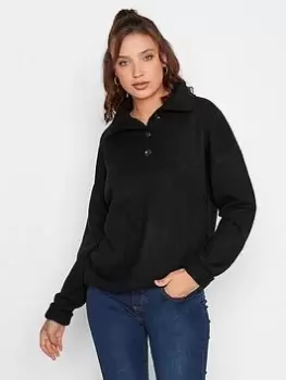 Long Tall Sally Black Button Placket Jumper, Black, Size 14-16, Women