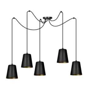 Link Black/Gold Cluster Pendant Ceiling Light 5x E27