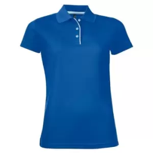 SOLS Womens/Ladies Performer Short Sleeve Pique Polo Shirt (L) (Royal Blue)