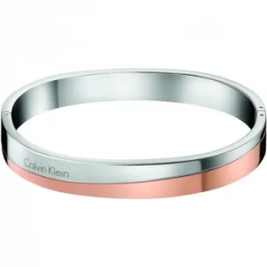 Ladies Calvin Klein Two-Tone Steel and Rose Plate Small Hook Bangle