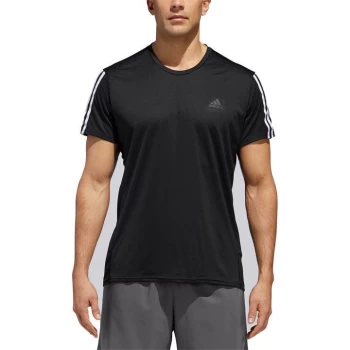 adidas Mens Response Run It 3-Stripes Shirt - Black