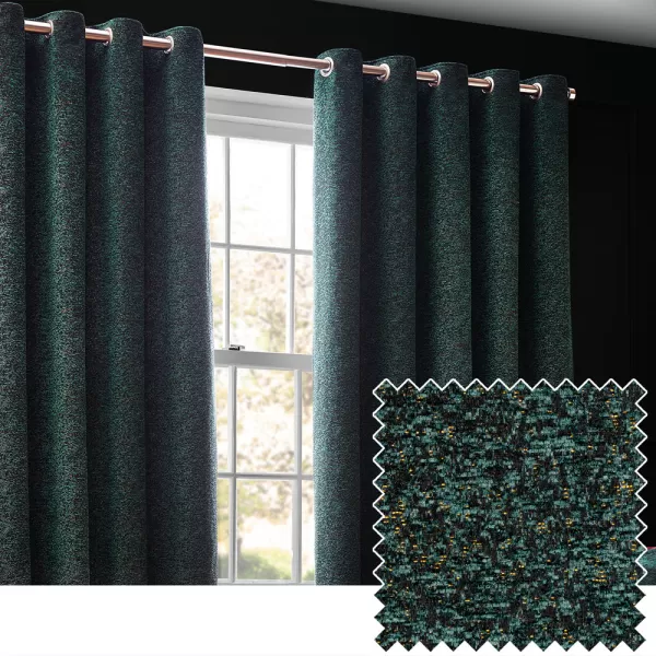 Galaxy Room Darkening Eyelet Curtains Emerald, Emerald / 168 x 183cm