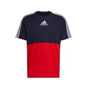 adidas Essentials Colorblock T-Shirt Mens - Legend Ink / Scarlet / White