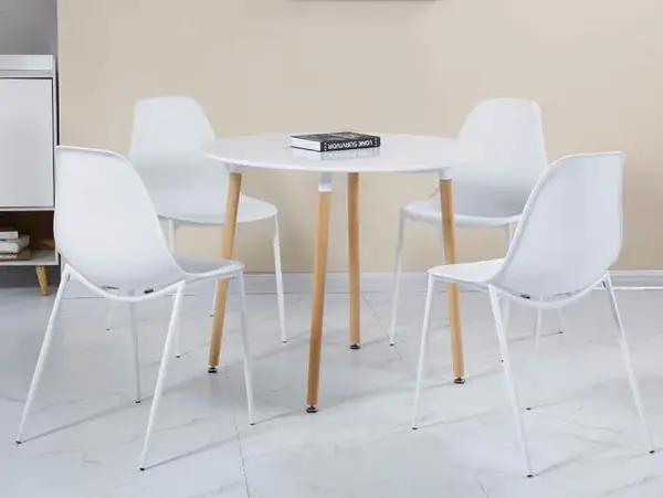 Seconique Lindon Dining Table and 4 White Dining Chairs