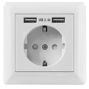 Intellinet 2-Port USB-A Wall Outlet and CEE 7/3 Socket with...