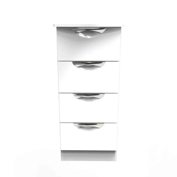 Welcome Furniture Ready Assembled Camden 4 Drawer Tallboy In White Gloss