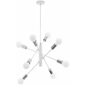 Pendant Ceiling Light Colour White Chrome Criss Cross Design Bulb E27 8x60W