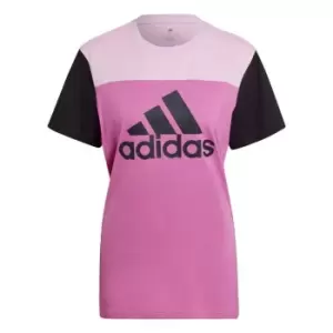 adidas Essentials Colorblock Logo T-Shirt Womens - Semi Pulse Lilac / Black / Bli