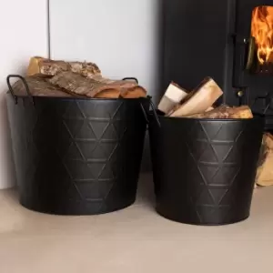 Yew Pair of Fireside Log Buckets