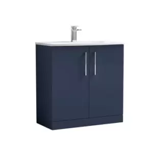 Nuie Arno 800mm Floor Standing 2 Door Vanity & Curved Basin Electric Blue