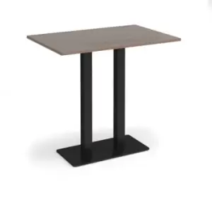 Eros rectangular poseur table with flat Black rectangular base and twin uprights 1200mm x 800mm - barcelona walnut