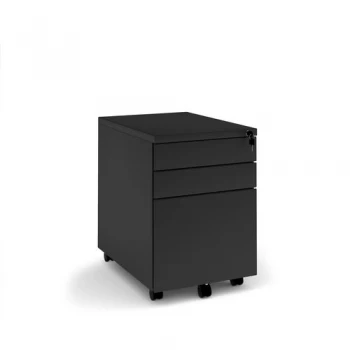 Steel 3 drawer wide mobile pedestal black