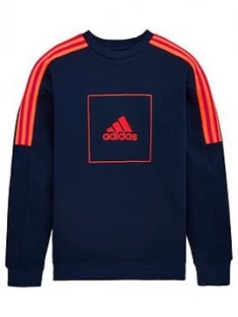 Boys, adidas Childrens AAC Crew Neck Top - Navy, Size 3-4 Years