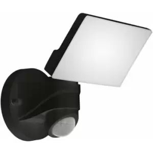 Loops - IP44 Outdoor Wall Light & pir Sensor Black Plastic 13W Built in LED Lamp