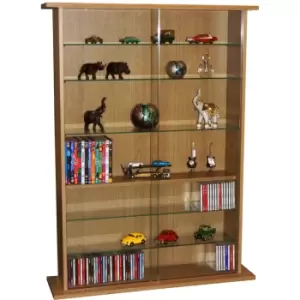 Watsons - boston - Glass Collectable Display Cabinet / 600 cd / 255 dvd Storage Shelves - Oak - Oak