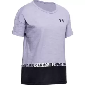 Under Armour Charge Cotton Taped T Shirt Junior Girls - Purple