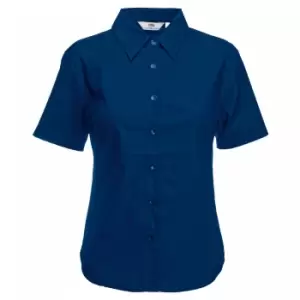 Fruit Of The Loom Ladies Lady-Fit Short Sleeve Oxford Shirt (S) (Navy)