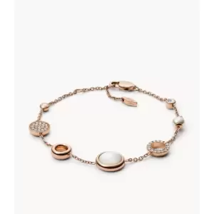 Fossil Womens Val Rose Gold-Tone Steel Glitz Bracelet - Rose Gold