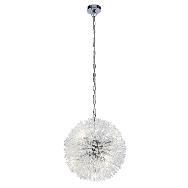 Searchlight Sunburst Glass 7 Light Chandelier - Chrome