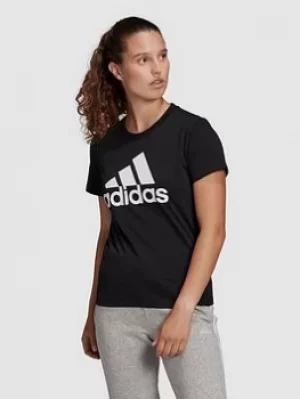 adidas Essentials Big Logo Tee, Black/White, Size XS, Women