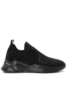 Dune London Elixir Hot Fix Embellished Knit Sport Shoe - Black, Size 6, Women