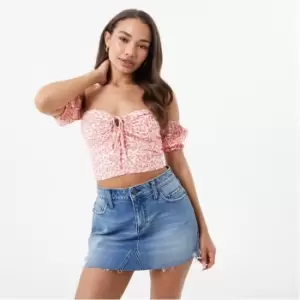 Jack Wills Off Shoulder Crop Top - Pink