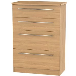 Robert Dyas Edina Ready Assembled 4-Drawer Deep Chest of Drawers - Modern Oak