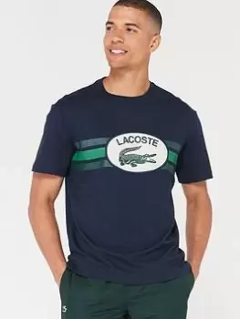 Lacoste Lacoste Monogram Croc Print T-Shirt - Dark Blue, Dark Blue, Size 2XL, Men