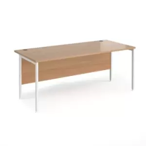 Office Desk 1800mm Rectangular Desk With H-Frame Leg Beech Tops With White Frames Maestro 25