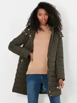 Joules Dartwell Padded Longline Coat - Green, Size 18, Women