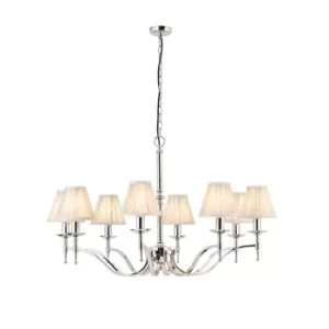 Stanford 8 Light Multi Arm Chandelier Polished Nickel Plate Finish, E14