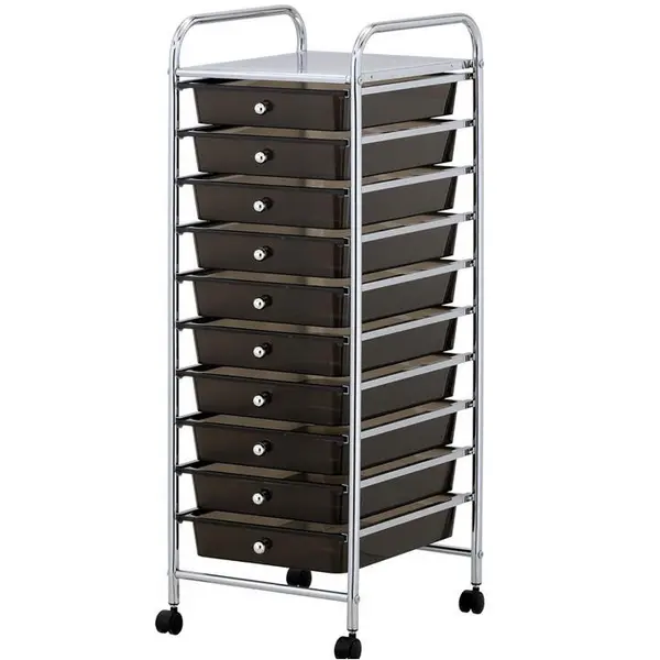 VonHaus VonHaus Storage Trolley, 10 Drawer Black Wheeled - Black One Size