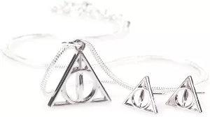 Harry Potter Deathly Hallows Necklace and Stud Earring Set