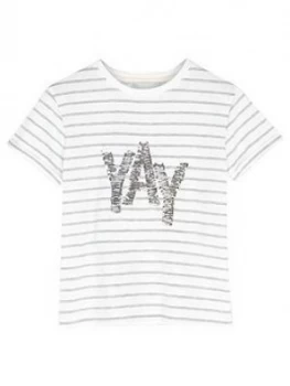 Mintie By Mint Velvet Girls Yay Sequin T-Shirt - Ivory