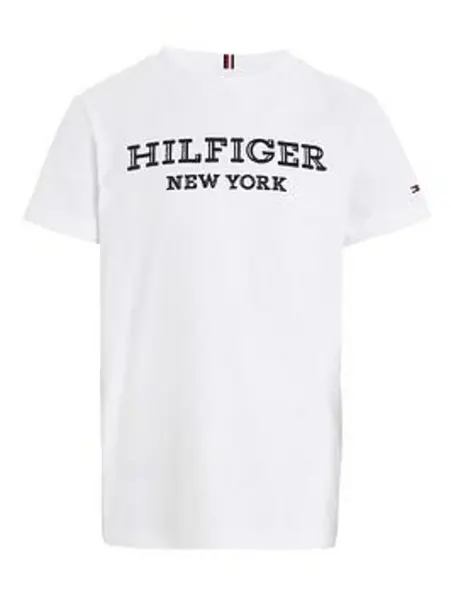 Tommy Hilfiger Boys New Monotype Short Sleeve T-Shirt - White Size 12 Years