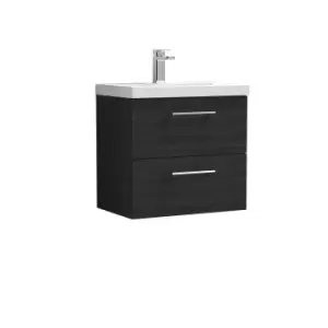 Nuie Arno 600mm Wall Hung 2 Drawer Vanity & Mid-Edge Basin Charcoal Black