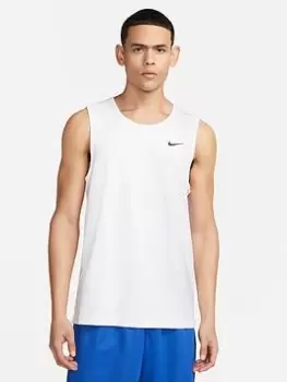 Nike Mens Dri Fit Hyverse Training Tank, White, Size L, Men