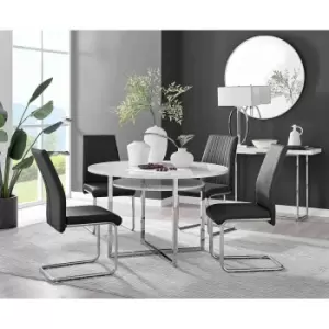 Furniture Box Adley White High Gloss Storage Dining Table and 4 Black Lorenzo Chairs