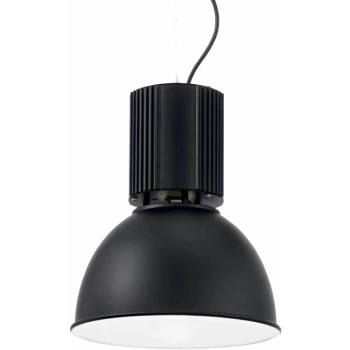 Ideal Lux Hangar - 1 Light Adjustable Dome Ceiling Pendant Black, E27