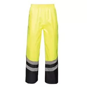 Regatta Unisex Hi Vis Pro Reflective Work Over Trousers (L) (Yellow/Navy)