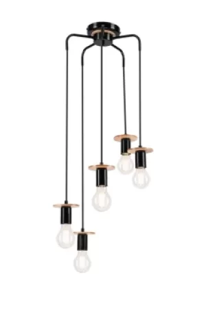 Angelina Cluster Pendant Ceiling Light Black, 5x E27